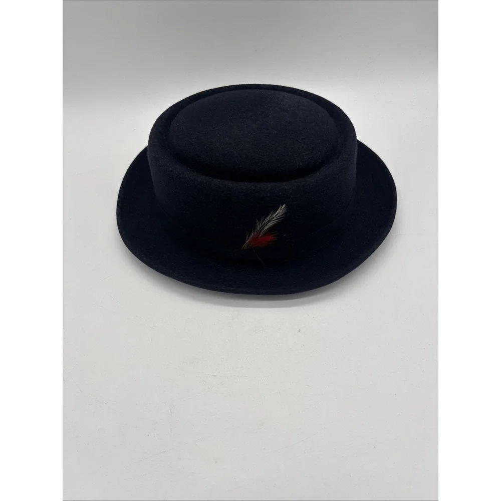 Vintage Pork Pie Fedora Hat By Capas  Design Navy Blue
